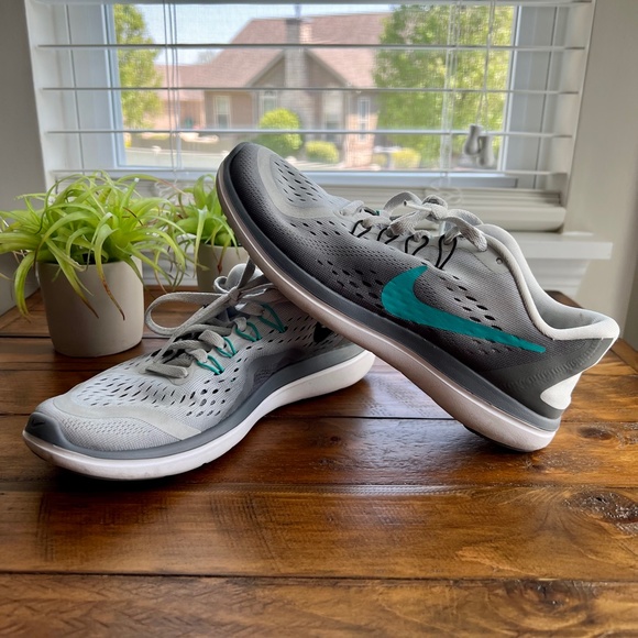 Nike Shoes - Nike Flex Run Gray & Teal Running/Walking Shoes - 7